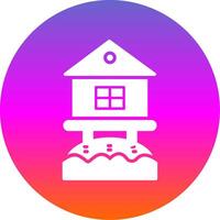 Beach Hut Glyph Gradient Circle Icon Design vector