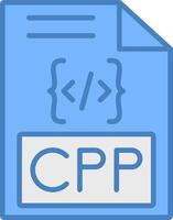 cpp línea lleno azul icono vector