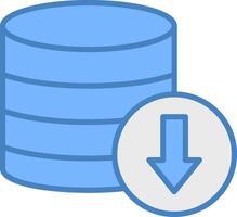 Database Download Line Filled Blue Icon vector