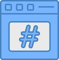 hashtag línea lleno azul icono vector