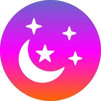 Moon Glyph Gradient Circle Icon Design vector