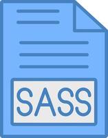 Sass Line Filled Blue Icon vector