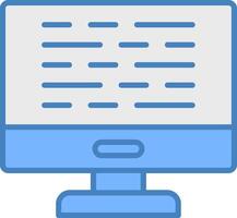Computer Line Filled Blue Icon vector