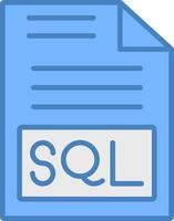 Sql Line Filled Blue Icon vector