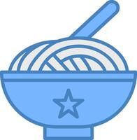 espaguetis línea lleno azul icono vector