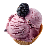 Blackberry cheesecake ice cream on isolated transparent background png