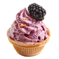 Blackberry cheesecake ice cream on isolated transparent background png