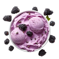 Blackberry cheesecake ice cream on isolated transparent background png