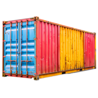 Shipping container on isolated transparent background png