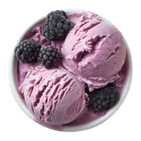 Blackberry cheesecake ice cream on isolated transparent background png