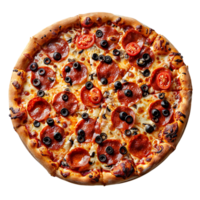 Freshly baked pizza on isolated transparent background png