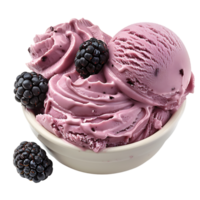 Blackberry cheesecake ice cream on isolated transparent background png