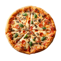 Freshly baked pizza on isolated transparent background png