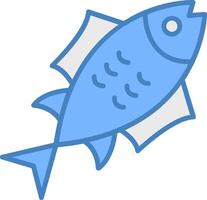 Tuna Line Filled Blue Icon vector
