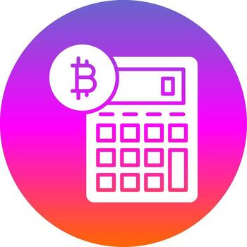 bitcoin calculadora glifo degradado circulo icono diseño vector