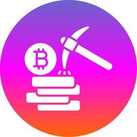 bitcoin minería glifo degradado circulo icono diseño vector