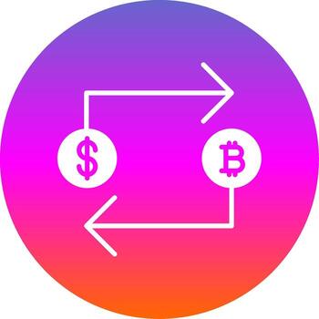 bitcoin intercambiar glifo degradado circulo icono diseño vector
