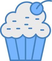 Muffin Line Filled Blue Icon vector