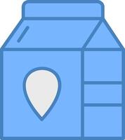 Leche línea lleno azul icono vector