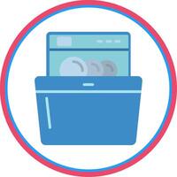 Dish Washing Flat Circle Icon vector