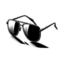 Black and White Illustration of modern black sunglasses vector