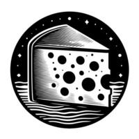 Black and White Illustration of a traditional Swiss Cheese vector