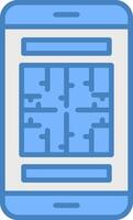 Maze Line Filled Blue Icon vector