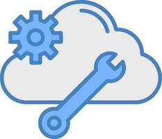 Cloud Computing Line Filled Blue Icon vector