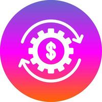 dinero trabajando glifo degradado circulo icono diseño vector