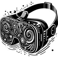 Black and White Illustration of VR Glasses Headset vector