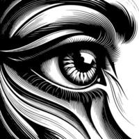 Black and White Illustration of the Human Eye Iris vector