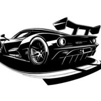 black and white illustration of a Hypercar Sports Car vector