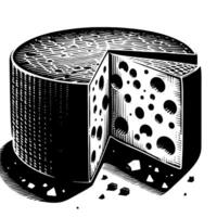 negro y blanco ilustración de un tradicional suizo queso vector
