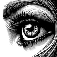 Black and White Illustration of the Human Eye Iris vector