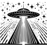 Black and White Illustration of an UFO Flying Saucer vector