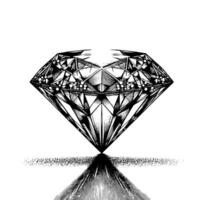 Black and white silhouette of a perfectly cut sparkling solitaire diamond gemstone vector