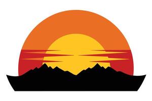 Sunset Minimalist Illustration on white background vector