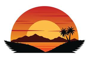 Sunset Minimalist Illustration on white background vector