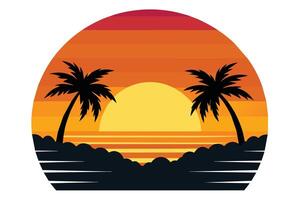 Sunset Minimalist Illustration on white background vector