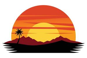 Sunset Minimalist Illustration on white background vector