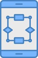 Algorithm Line Filled Blue Icon vector