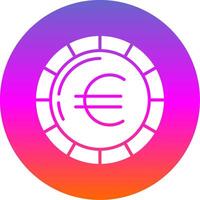 Euro Coin Glyph Gradient Circle Icon Design vector