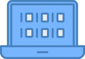 Binary Code Line Filled Blue Icon vector
