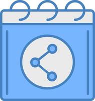 Shared Calender Line Filled Blue Icon vector