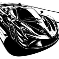 black and white illustration of a Hypercar Sports Car vector