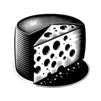 Black and White Illustration of a traditional Swiss Cheese vector