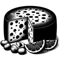 Black and White Illustration of a traditional Swiss Cheese vector