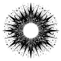 Black and White Illustration of the sun vector