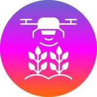 agrícola drones glifo degradado circulo icono diseño vector