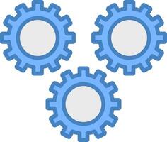 Gears Line Filled Blue Icon vector